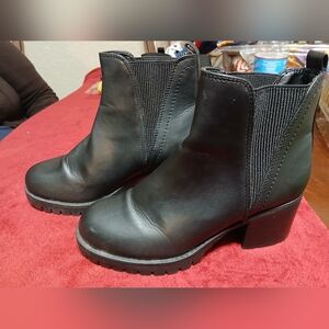 MIA Black Leather Ankle Boots